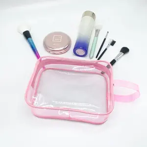 Nieuw Ontwerp Waterdichte Transparante Make-Up Vrouwen Reizen Toilet Clear Rits Pvc Plastic Cosmetische Tas Met Handvat