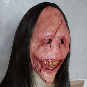 Masque en latex Halloween Horreur Exorciste Souriant Diable, Couverture Complète Visage et Yeux Blancs, Accessoire de Cosplay et de Festival - Product Image 2