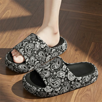 Claquettes d'intérieur à imprimé Paisley, design Hip Hop, semelle épaisse et confortable, chaussures d'été anti-odeur pour usage intérieur