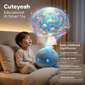 Fournisseur B2B Cuteyeah BL159 Jouet en peluche baleine bleue électrique IA, jouet interactif animal marin pour l'apprentissage STEM en <span class=keywords><strong>maternelle</strong></span>, jouet éducatif sur l'océan - Product Image 1