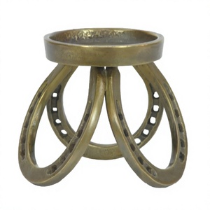 Brass Antique Horse <b>Shoe</b> Tealight Candle Jar <b>Holder</b> Equestrian Style Modern Home Accessories Table Decor - Product Image 1