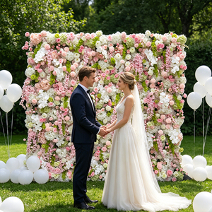 Soft Pastel Blush Pink White Green Full Coverage Wedding <b>Flower</b> <b>Wall</b> Artificial Floral Backdrop for Spring Garden Minimalist - Product Image 4