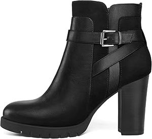 Botas de Plataforma Impermeables para Mujer, con Hebilla, Punta Redonda, Tacón Grueso, para Invierno y Otoño - Product Image 4