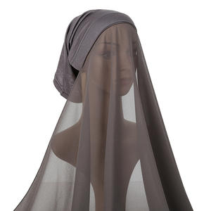 Hijabs instantanés avec bonnet, hijabs en jersey de mousseline unie pour <span class=keywords><strong>femme</strong></span>, <span class=keywords><strong>voile</strong></span> musulman, hijab islamique, écharpe pour <span class=keywords><strong>femme</strong></span>, foulard - Product Image 3