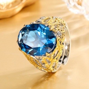 Fashion Jewelry Eco-friendly Copper 13*18mm Cubic Zirconia Large Colorful Statement Hollow Out Band <b>Rings</b> for Premium Daily Wear - Product Image 2