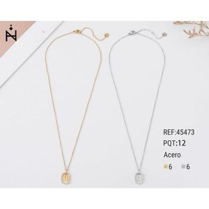 Collana con Ciondolo a Forma di Lettera Q con Diamante, 10x15Cm, Stile Collare, Gioielli alla Moda in Acciaio - Product Image 1