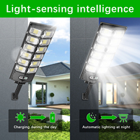 Lampe étanche 8000 Lm super lumineuse avec télécommande pour jardin, mur, extérieur, lampadaires solaires crépusculaires avec détecteur de mouvement