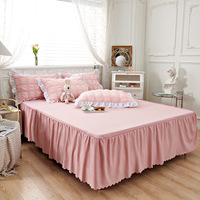 Parure de lit quatre pièces Love Soars Princess en fibres synthétiques, couleur unie, teinture réactive, jupe de lit lavée en tissu bouclé, pour lit 150/180