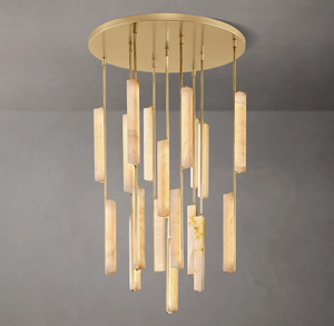 Lampadario americano di lusso in ottone rotondo in alabastro <span class=keywords><strong>per</strong></span> ingresso soggiorno camera da letto Hotel - Product Image 2