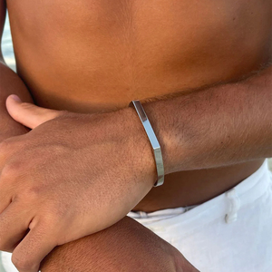 EManco moda özel vable vable Logo takı Minimalist paslanmaz çelik şerit kaplama açık bileklik Trendy erkek manşet bilezik - Product Image 6