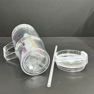 Copo Tumbler de Plástico 40oz com Globo de Neve e Furo Pré-perfurado, Copos de Acrílico Transparente com Globo de Neve, Garrafa Tumbler de Parede Dupla com Alça e Tampa - Product Image 2
