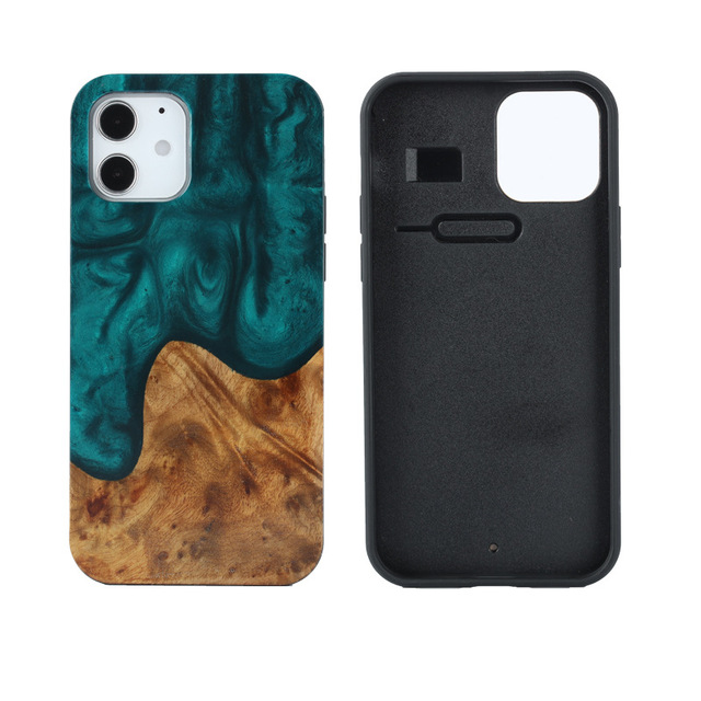 Unique Stable Resin Wood Phone Case for iPhone 14 14 Pro Max Wood Resin Phone Case Cover