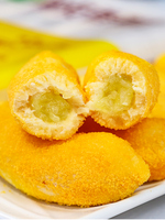 Sanquan Pâte à la banane croustillante Riz gluant frit sucré Dessert Forme de banane Dim Sum chinois Enfants congelés 300g Sac emballé