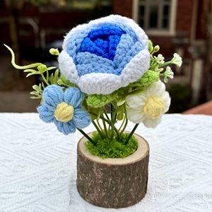 Nuevo Florero de Flores Artificiales Tejidas a Mano, Tulipanes de Ganchillo, Girasoles en Maceta, Decoración para Oficina, Hogar, Festividades, Rosas en Maceta, Regalo - Product Image 1