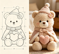 Boneka Teddy Bear Custom, Mainan Plush Lembut Isi Kapas PP, Desain Kotak Sesuai Sampel, OEM ODM, Hadiah Ulang Tahun