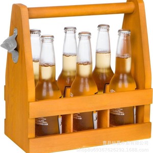 Wooden Beer Carrier 6 Bottle Portable Liquor Holder <b>Bar</b> <b>Tool</b> - Product Image 4