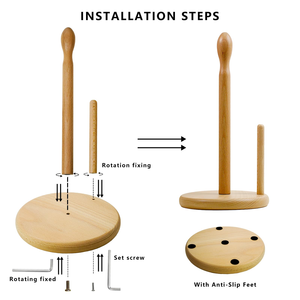 Durable Bamboo <b>Kitchen</b> <b>Paper</b> Towel Stand Holder with Eco-Friendly Design Standing Type Single Tier Storage - Product Image 2
