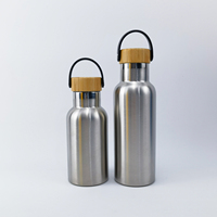 Bouteille isotherme en acier inoxydable à double paroi sous vide avec couvercle en bambou pour le camping – Vente chaude