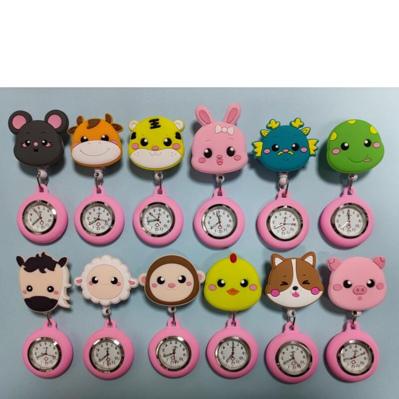 Twelve Chinese Zodiac Signs Nurse Watch Badge Reel Doctors Pocket Watches Clip Hang Watch for Nurses