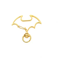 Pendentif porte-clés DIY de haute qualité, en alliage, avec fermoir mousqueton en forme de chauve-souris et nœud, rotatif, doré et argenté