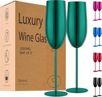 Flûtes à champagne en acier inoxydable 304 vertes, flûtes à champagne en métal, verres à champagne pour mariage, fête, bar, banquet