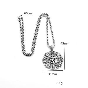 Colgante de acero inoxidable para hombre, collar con símbolo de ocho tesoros huecos, diseño geométrico para uso diario - Product Image 5