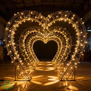 SENZHAO 3D LED Heart Arch <b>Light</b> Metal Frame Walkway Motif <b>Light</b> for Wedding Street Garden Decor - Product Image 5