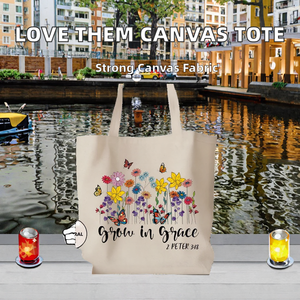 Bolsa de Lona Personalizada con Cierre de Cremallera, Diseño 'Enseñales a Amarles, Observales Crecer', Reutilizable para Viajes, para Mujer - Product Image 2