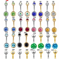 Anneau de nombril en acier inoxydable 316L, double barre de nombril, bijoux de piercing corporel, pierre en zircon CZ, cadeau pour fête, fiançailles, mariage