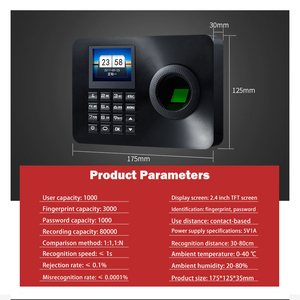 Nhân viên thời gian và tham dự hệ thống vân tay tham dự Máy Đục Lỗ thẻ máy vân tay điều khiển truy cập - Product Image 2