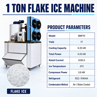 Machine à glace en flocons industrielle commerciale de 1 tonne avec bac de stockage de glace, fourniture directe du fabricant pour la transformation des produits de la mer et alimentaire