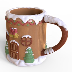 Custom Wholesale Holiday Present <strong>Gifts</strong> <strong>Idea</strong> Handmade High Quality Porcelain Ceramic Snowy <strong>Christmas</strong> Village House Coffee Mug - Product Image 5