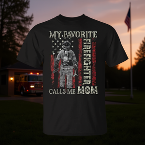Camiseta con la bandera de Estados Unidos: Mi bombero favorito me llama mamá - Product Image 3
