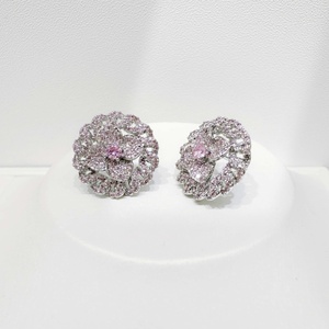 custom plata 925 pink zirconia sterling silver <b>Stud</b> <b>Earrings</b> Gold Plated <b>Crystal</b> Rhinestone Women party hypoallergenic <b>earrings</b> - Product Image 3