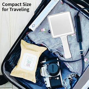 Hot bán thời trang ABS nhựa mini trắng gương mỹ phẩm cầm tay sang trọng trang điểm xách tay nhỏ gọn gương với ánh sáng LED - Product Image 6