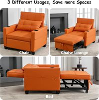 Petit fauteuil inclinable pliable en cuir PU orange moderne pour salon canapés fauteuils lits avec pouf réglable