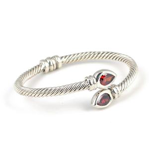 Bracelet pour homme en argent sterling 925, forme de larme, grenat torsadé, fermoir à ressort, fait à la main, bijoux turcs - Product Image 2