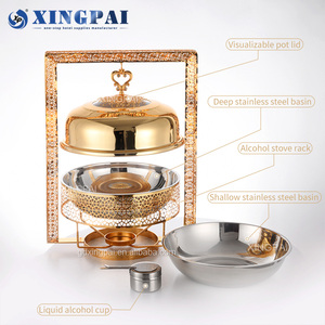 XINGPAI 8L Acero inoxidable Buffet estufa tapa Hotel restaurante Catering comida calefacción plato de frotamiento para Alcohol olla Buffet Cocina - Product Image 3