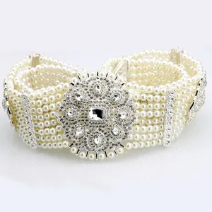 Luxury princess handmade pearl crystal belt jewelry for women wedding waist chain fashion bride body jewelry gift