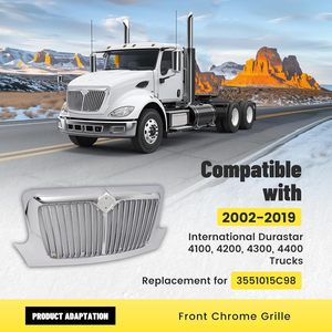 Directo <span class=keywords><strong>de</strong></span> Fábrica |   Parrilla Cromada Compatible con International Durastar 4100/4200/4300/4400 Base 2002-2019, Reemplazo sin Rejilla Antimosquitos - Product Image 5