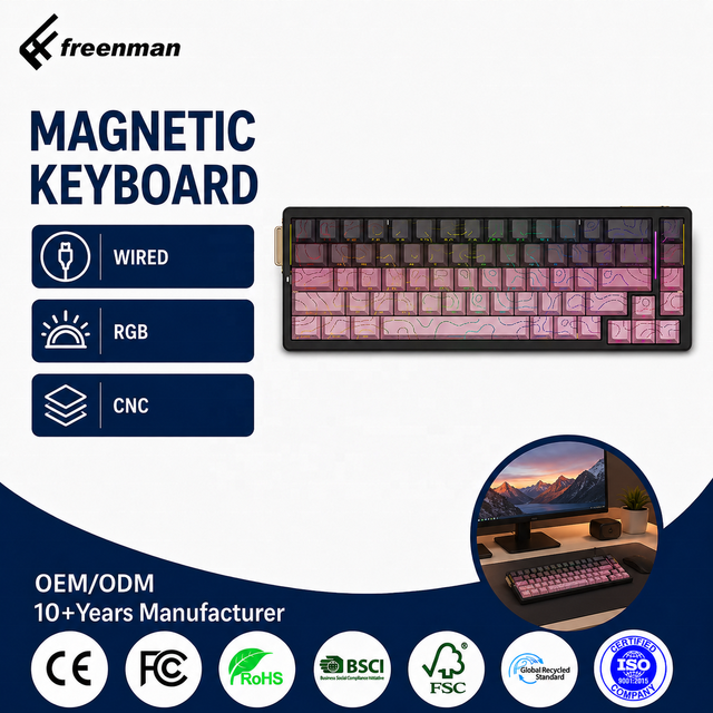 Wired RGB Backlit 60% Mechanical Keyboard CNC Magnetic Axis Keyboard  Hall Effect Gaming Keyboard