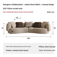 Sofá de Tela de Lujo Estilo Italiano, Importado, de Algodón y Lino, Forma Curva, Moderno, Oriental, de Una Plaza, Minimalista, para Villa
