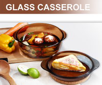 Fabricant de casseroles en verre borosilicate ambré, casserole ronde en verre, vente chaude, plat à gratin en verre