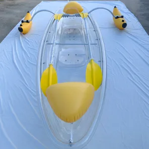 OHO OEM Transparent Polycarbonate Kayak 2 Person Clear Bottom Boat Crystal Canoe with Paddle for Sale