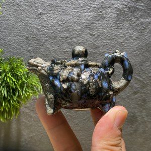 Venta al por Mayor de Teteras de Cristal Natural Talladas a Mano con Forma de Boca de Dragón, Tallado de Cristal de Cuarzo para Juegos de Té - Product Image 5