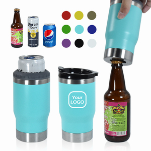 Özel Logo çift kapaklar soğutma Tumbler düzenli 14oz şişe soğutucu buzdolabı bira açacağı ile kutu soğutucu tutamağı paslanmaz çelik - Product Image 3