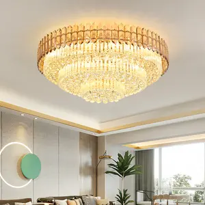Home Interior Certificate Disco Stage Ktv Gold Design Round Bedroom Art Nordic Modern Led Crystal Ceiling Light