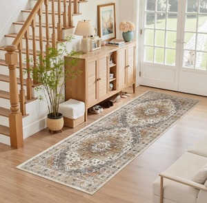 Tappeto Runner <span class=keywords><strong>Vintage</strong></span> Floreale Personalizzabile con Logo, Motivo Botanico, Antiscivolo, Lavabile, per Corridoio, Ingresso, Cucina - Product Image 3