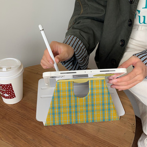 INS กรอบแบนขนาดเล็กลายสก๊อตสำหรับ <span class=keywords><strong>Apple</strong></span> <span class=keywords><strong>Ipad</strong></span> Mini ที่ยึดกระจกหมุนได้<span class=keywords><strong>10</strong></span>ช่องพร้อมช่องใส่ปากกาย้อนยุค Pro - Product Image 4