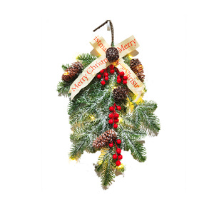 Árbol de Navidad Artificial Colgante con Luces y Bayas, Adornos de Piñas para Uso en Interiores y Exteriores Durante las Fiestas - Product Image 1